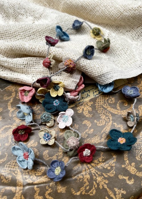 Sophie Digard | Dainty Flower Chain Necklace | Crochet Linen 